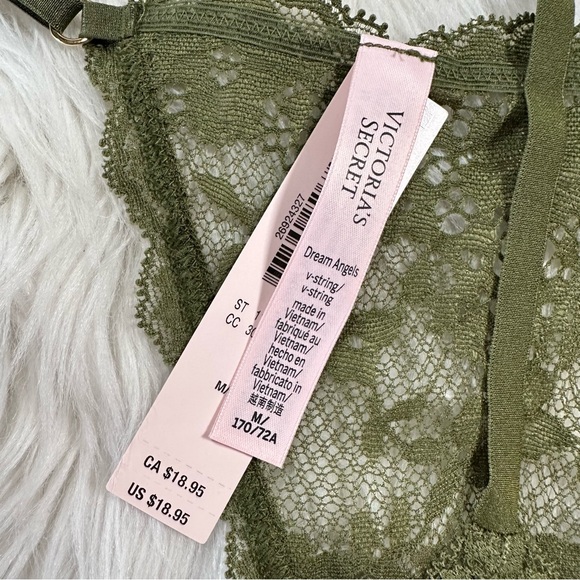 VS • Dream Angels Adjustable V-String Lace Thong Panty in Green - Picture 7 of 9